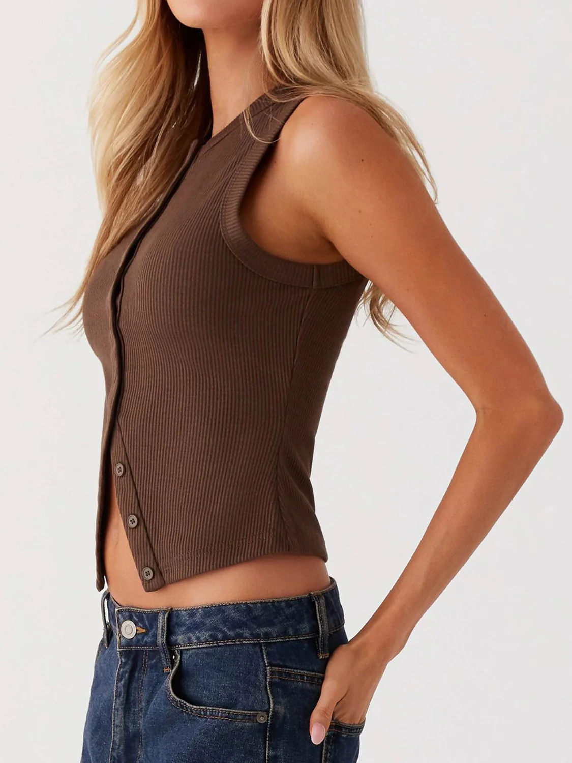 Lovelet Button Up Round Neck Tank - Image 12