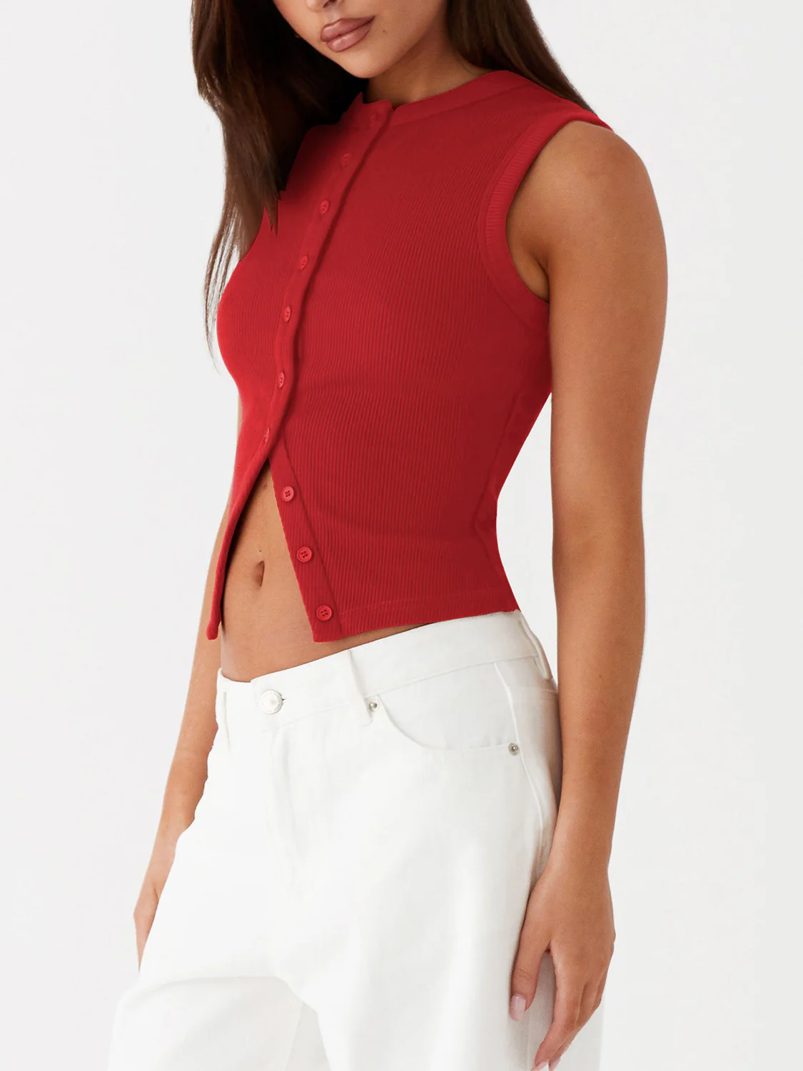 Lovelet Button Up Round Neck Tank - Image 14