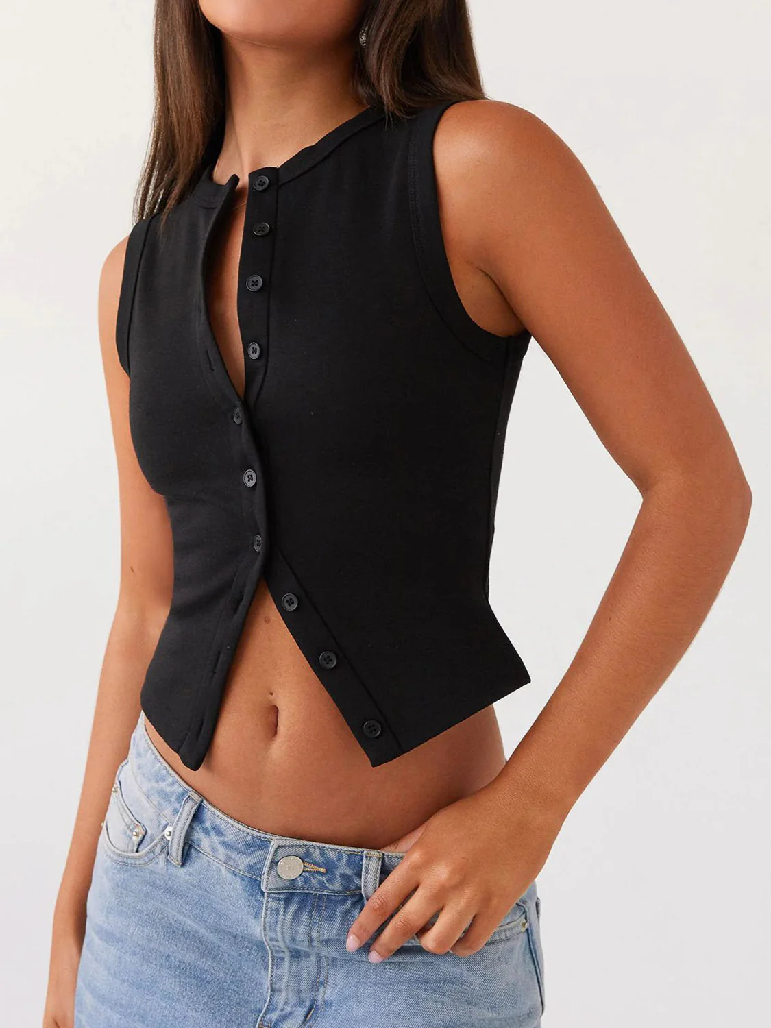 Lovelet Button Up Round Neck Tank - Image 19