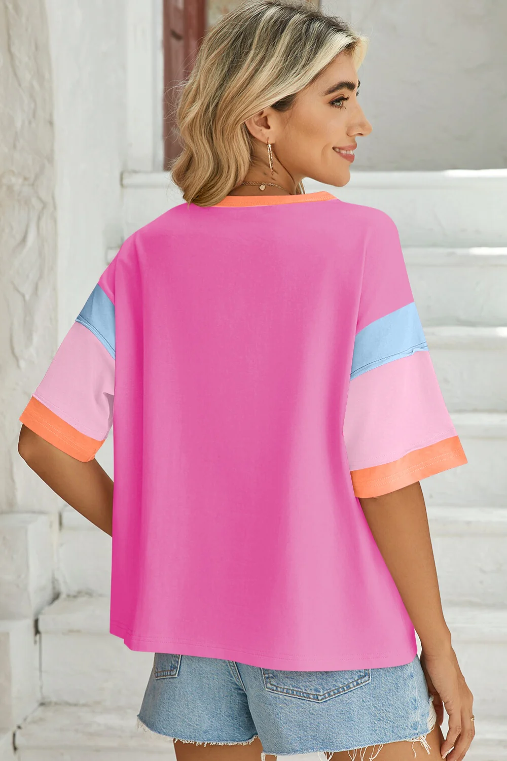 Lovelet Color Block Round Neck Half Sleeve T-Shirt - Image 11