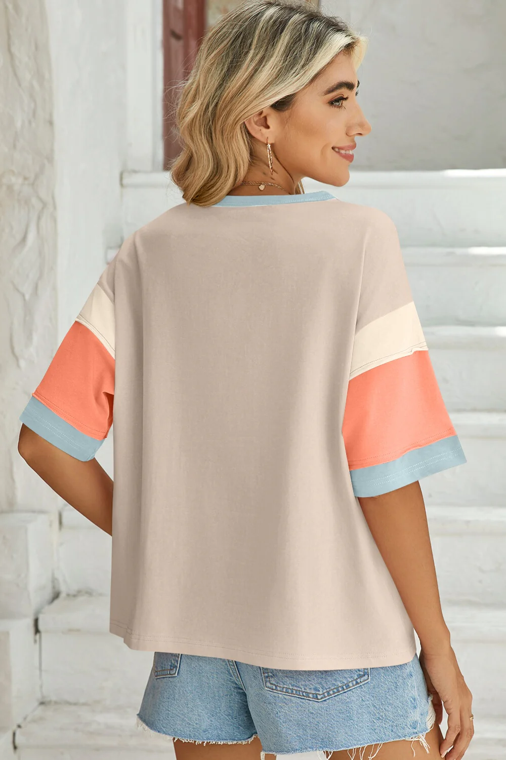 Lovelet Color Block Round Neck Half Sleeve T-Shirt - Image 15