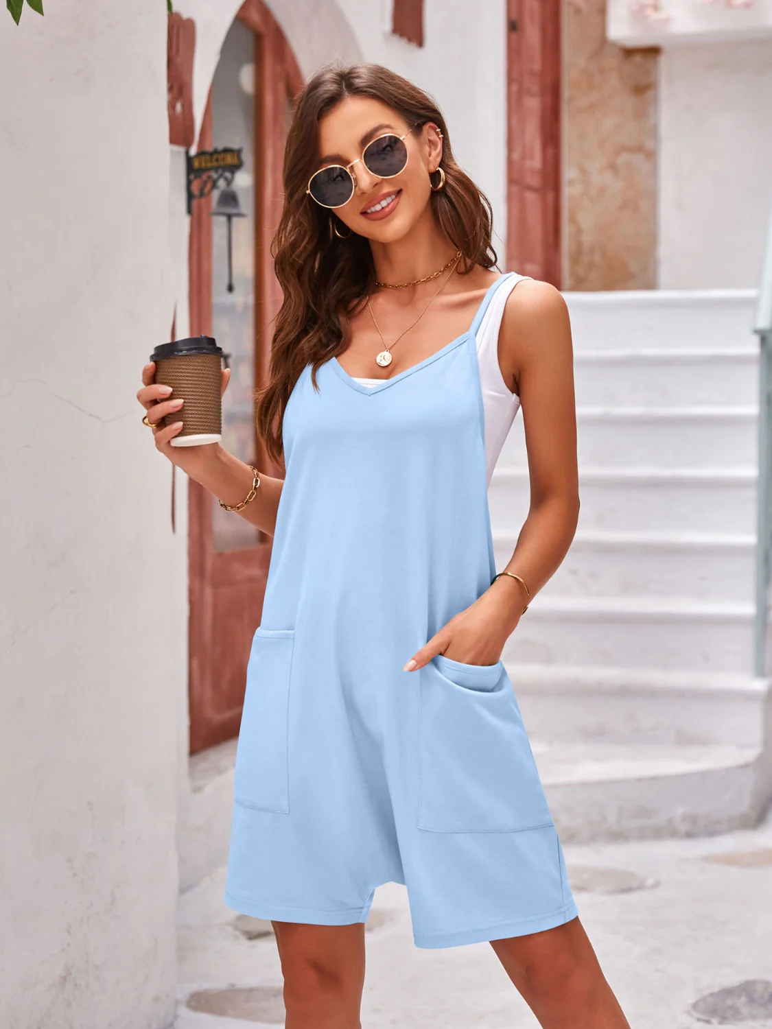 Lovelet Spaghetti Strap Romper with Pockets - Image 32