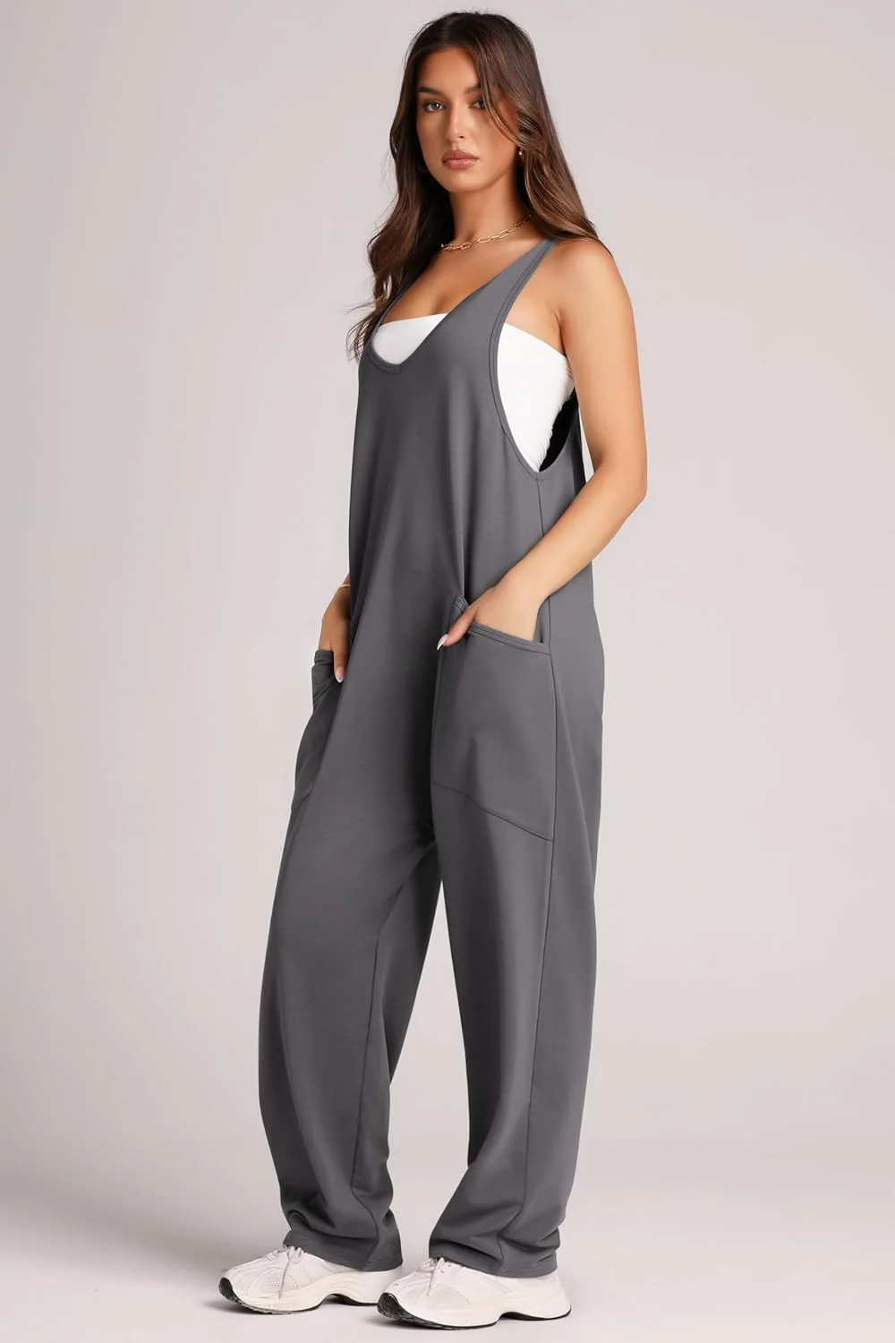 Lovelet V-Neck Wide Strap Overalls - Image 9