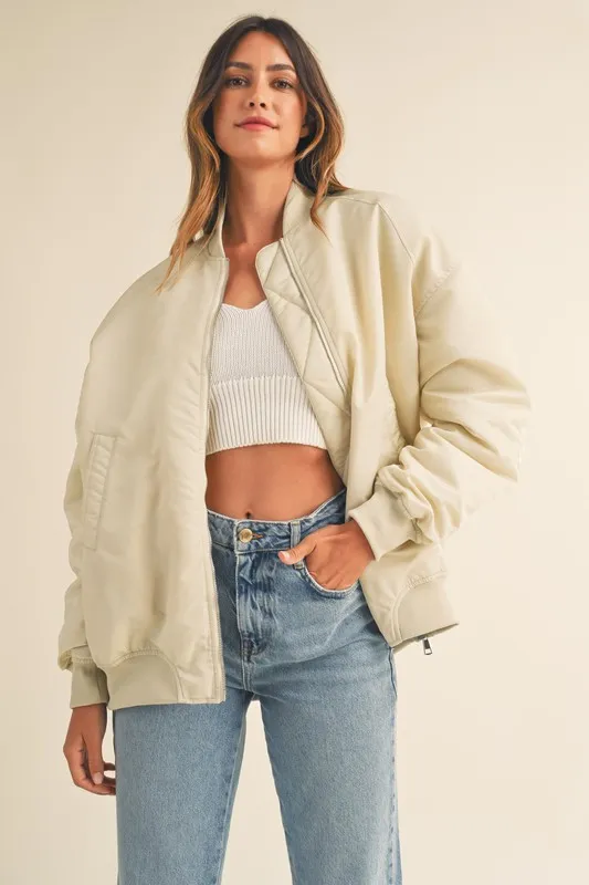 MABLE Back Ruched Utiltiy Bomber Jacket - Image 2