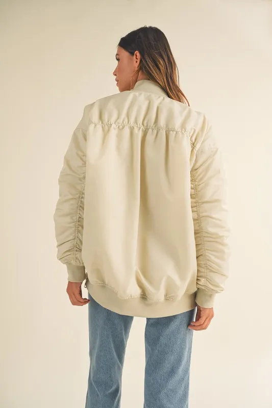 MABLE Back Ruched Utiltiy Bomber Jacket - Image 5