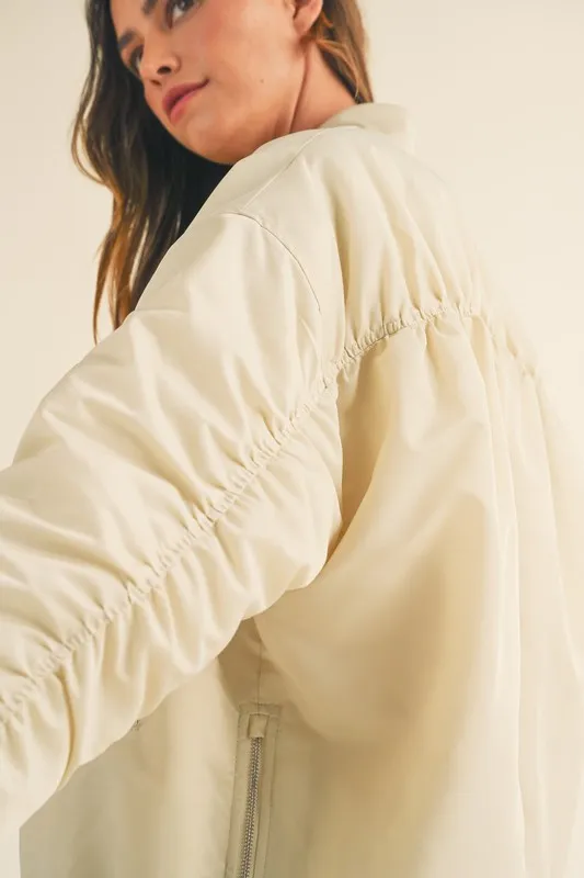 MABLE Back Ruched Utiltiy Bomber Jacket - Image 9
