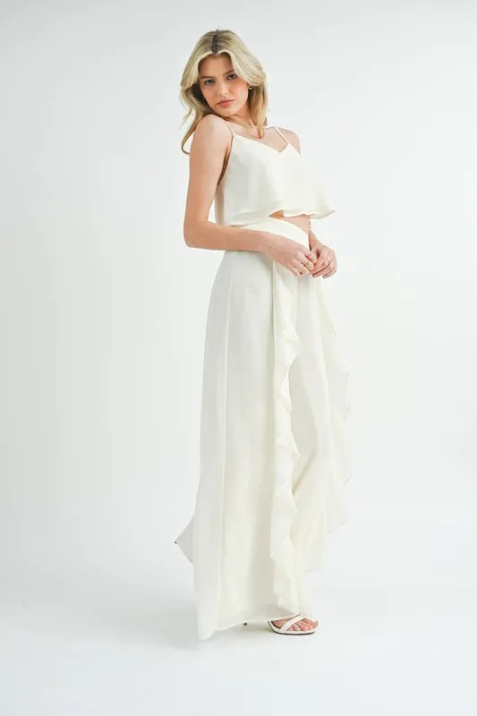 MABLE Crop Cami and Ruffled Wide Leg Pants Set - Image 6