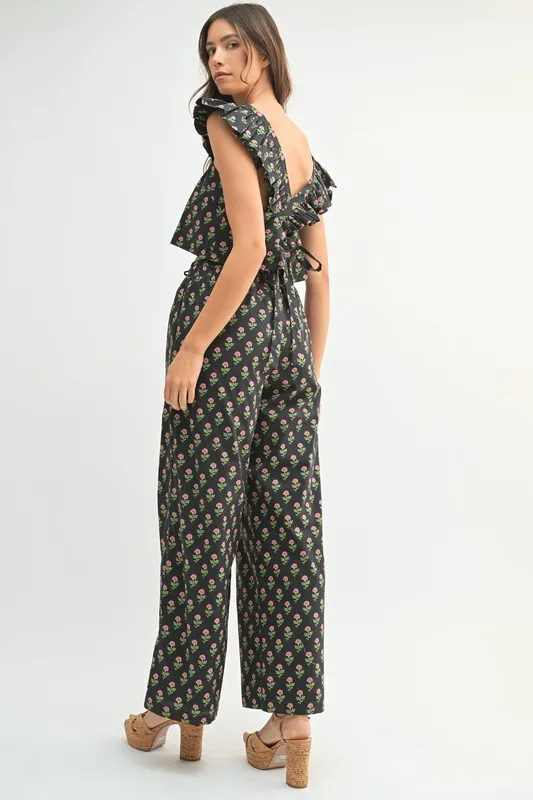 MABLE Floral Print Ruffle Top and Pants Set - Image 4