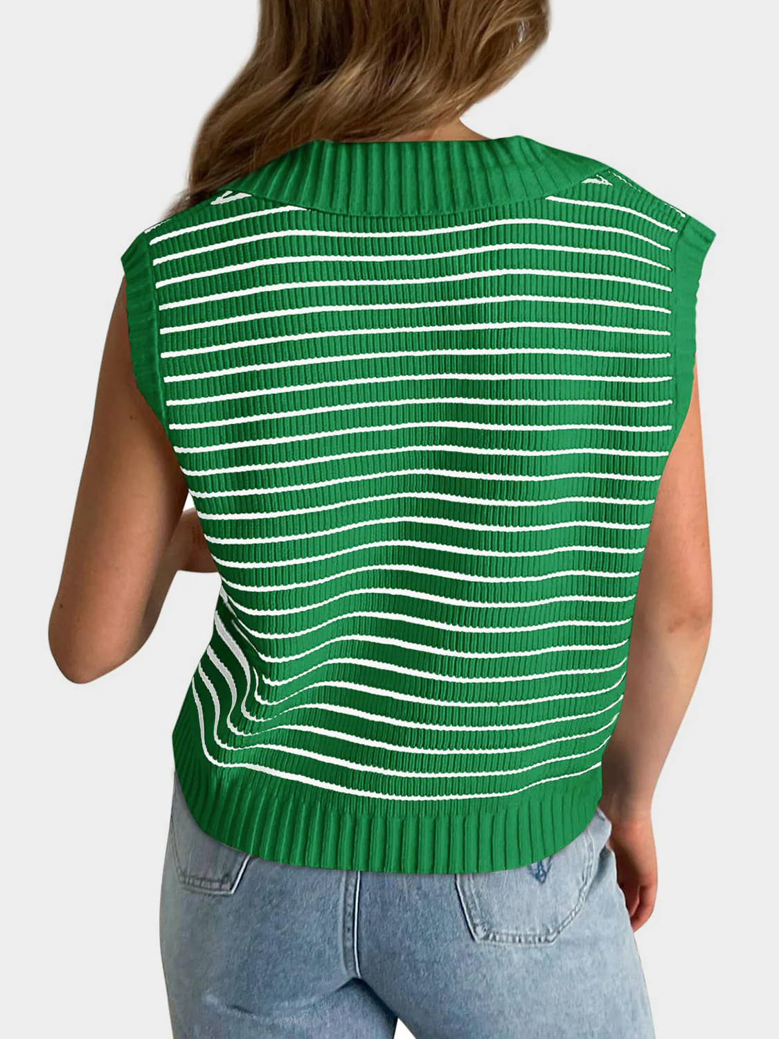 Mandy Collared Neck Striped Sweater Vest - Image 12