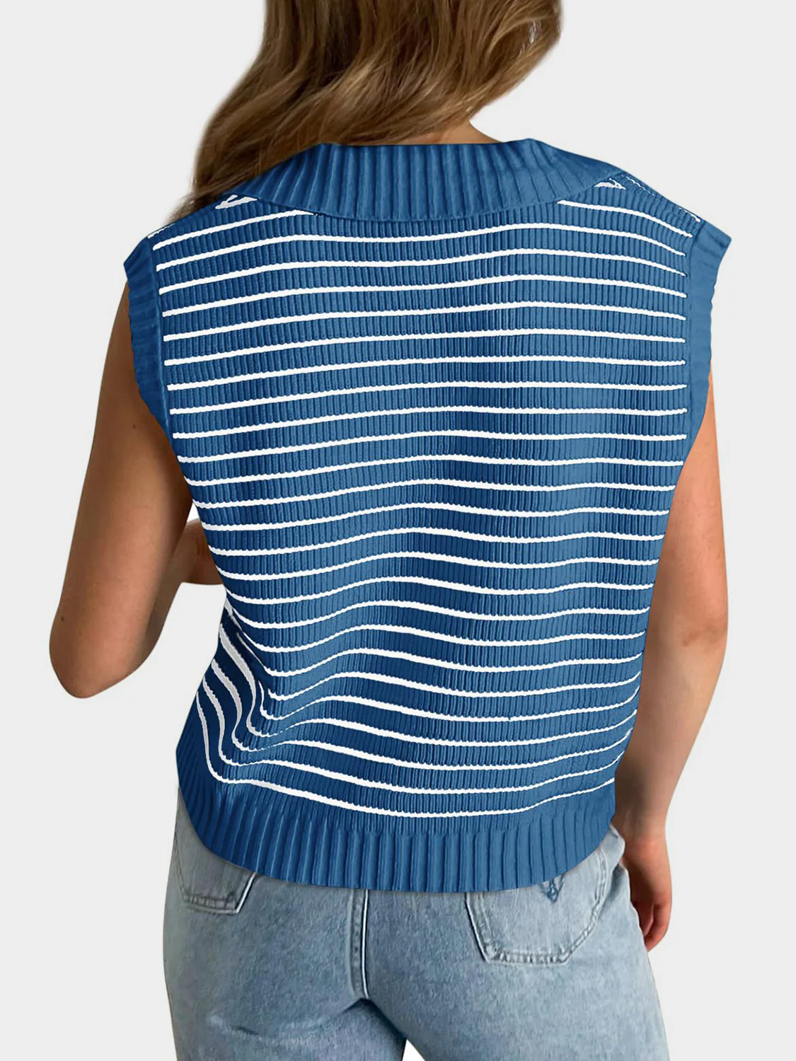 Mandy Collared Neck Striped Sweater Vest - Image 15