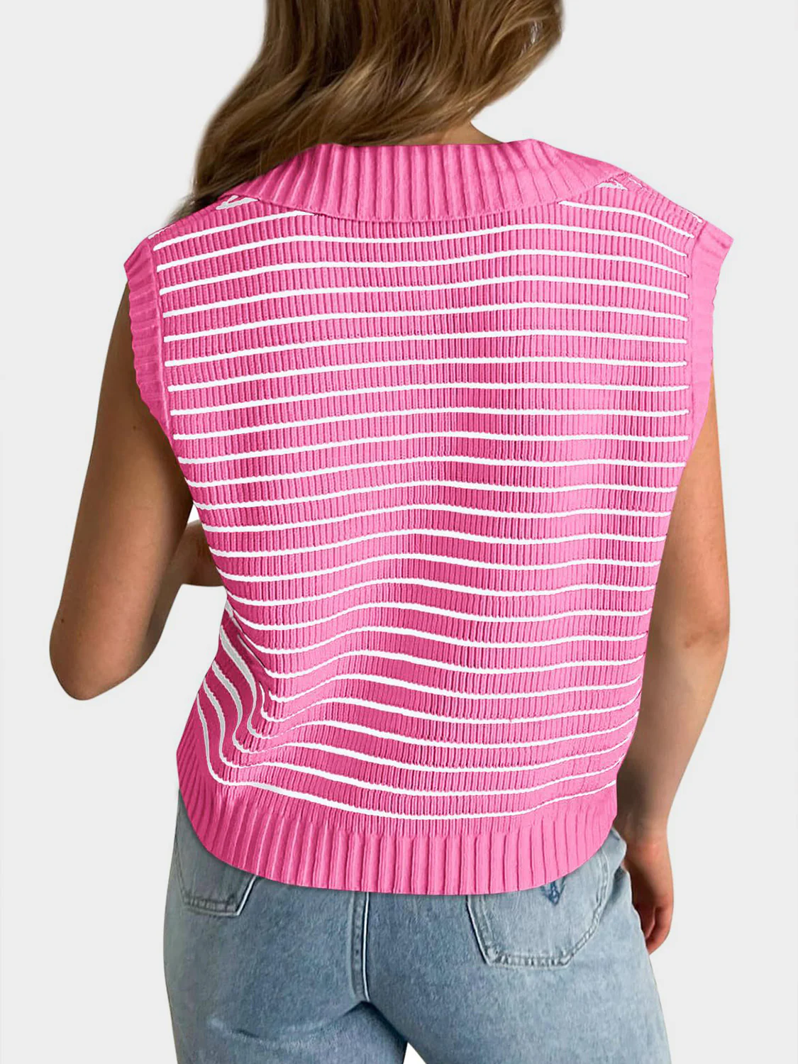Mandy Collared Neck Striped Sweater Vest - Image 18
