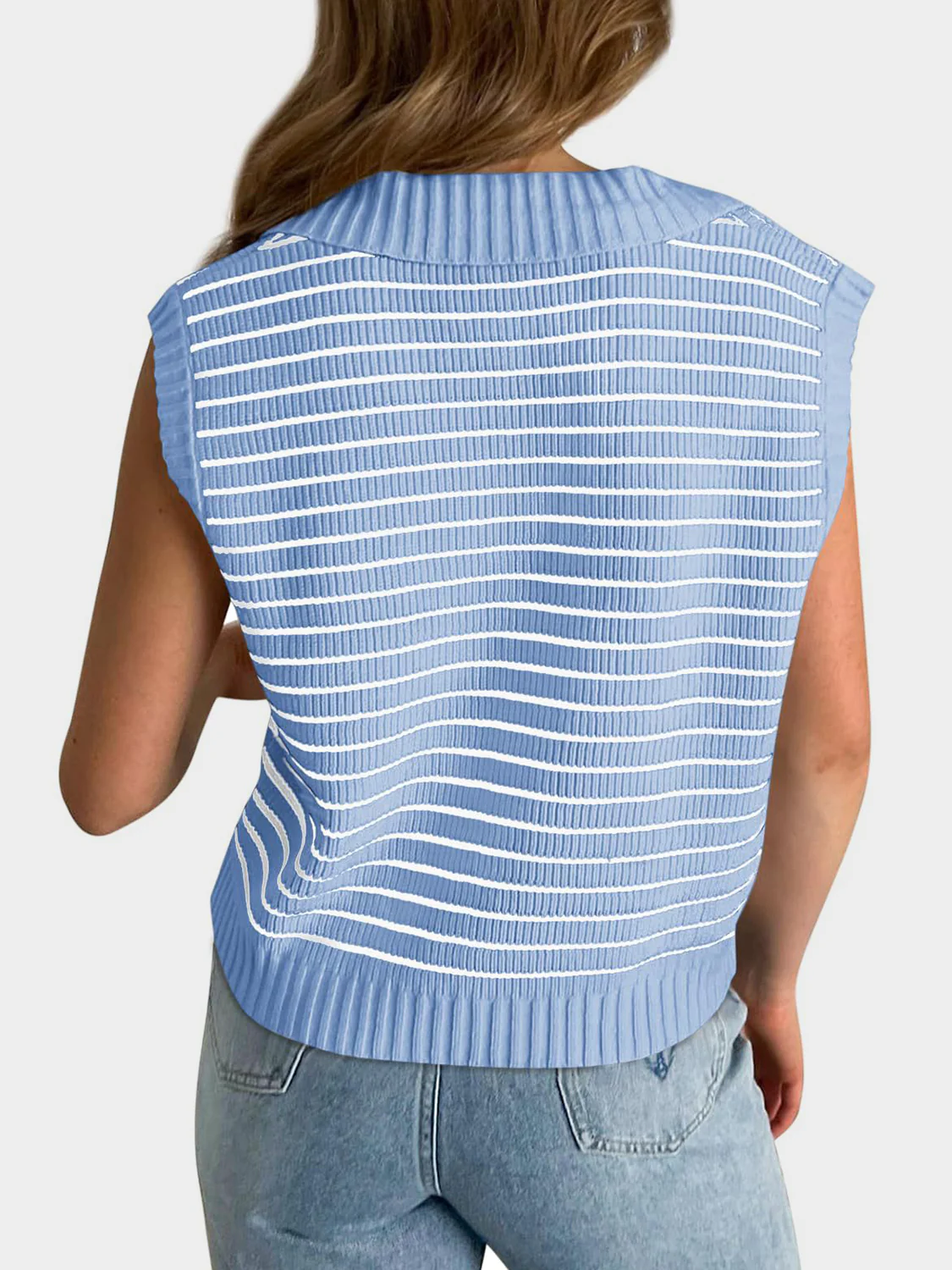 Mandy Collared Neck Striped Sweater Vest - Image 21