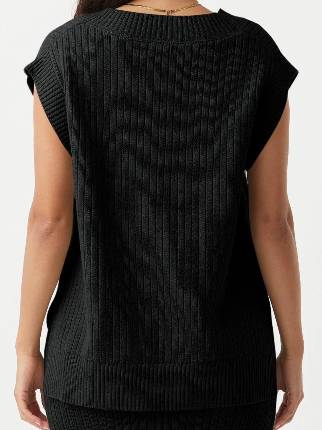 Mandy Ribbed V-Neck Sweater Vest - Image 12