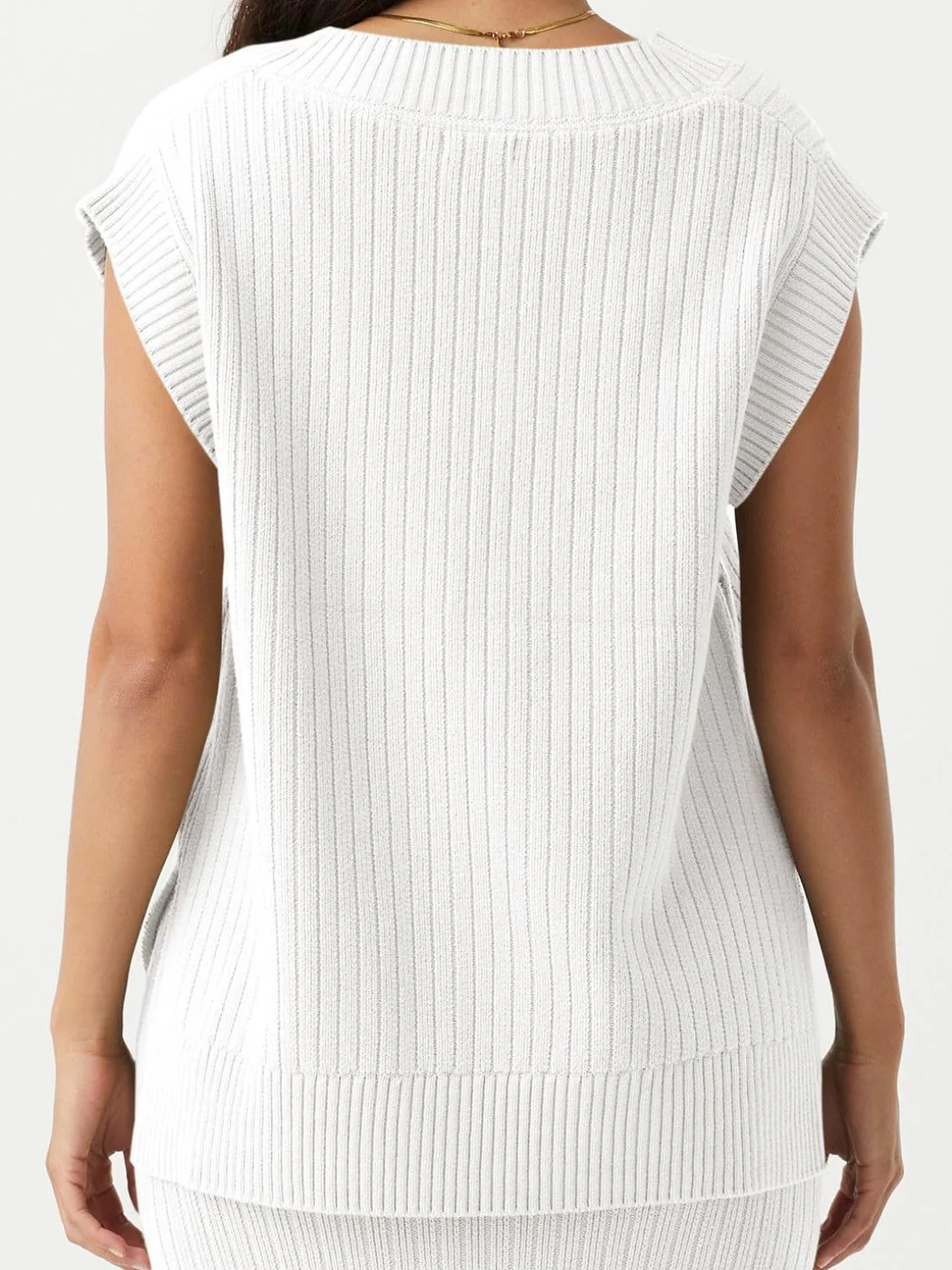 Mandy Ribbed V-Neck Sweater Vest - Image 6