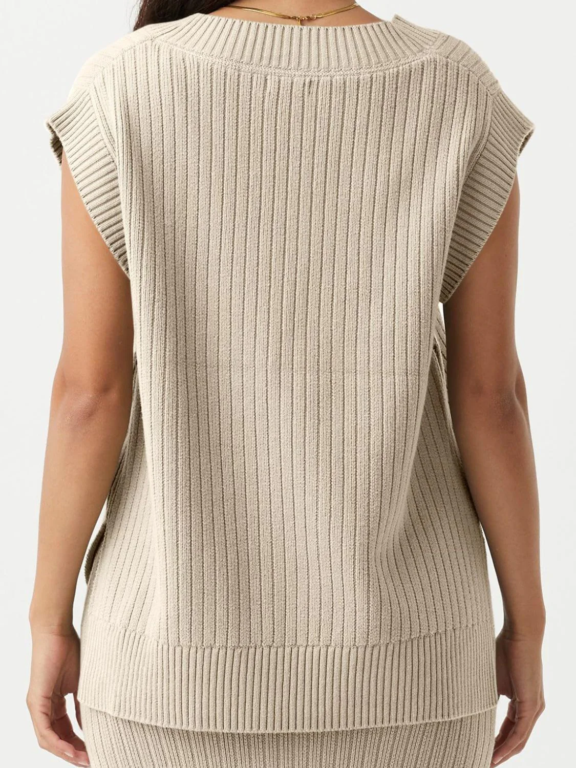 Mandy Ribbed V-Neck Sweater Vest - Image 9
