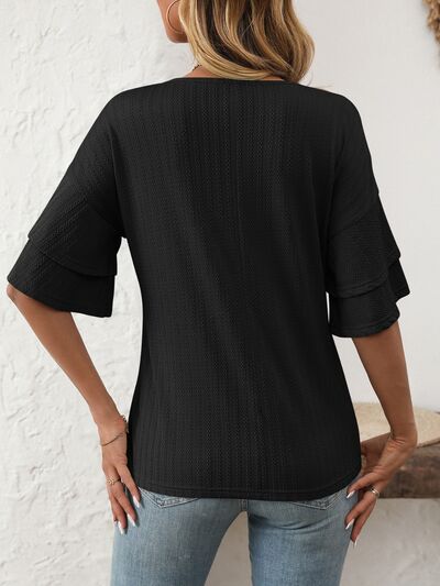 Mandy V-Neck Ruffle Half Sleeve Top - Image 17