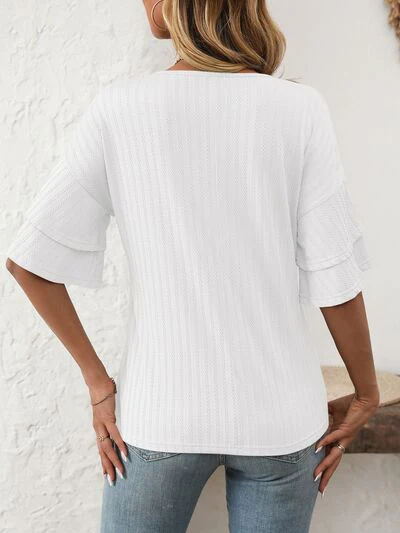 Mandy V-Neck Ruffle Half Sleeve Top - Image 25