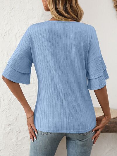 Mandy V-Neck Ruffle Half Sleeve Top - Image 9