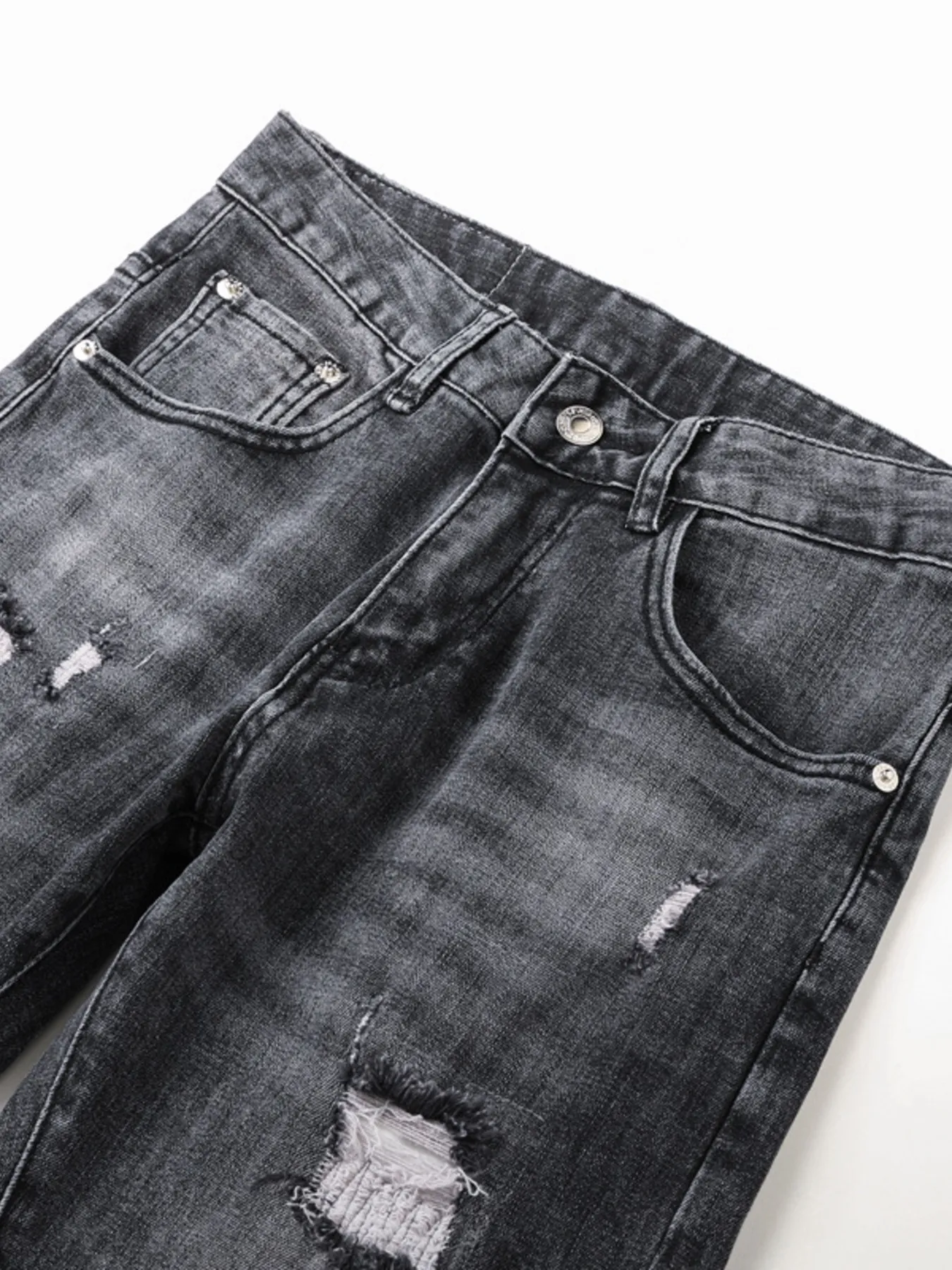 Men's Distressed Slim Fit Ripped Jeans - Image 12