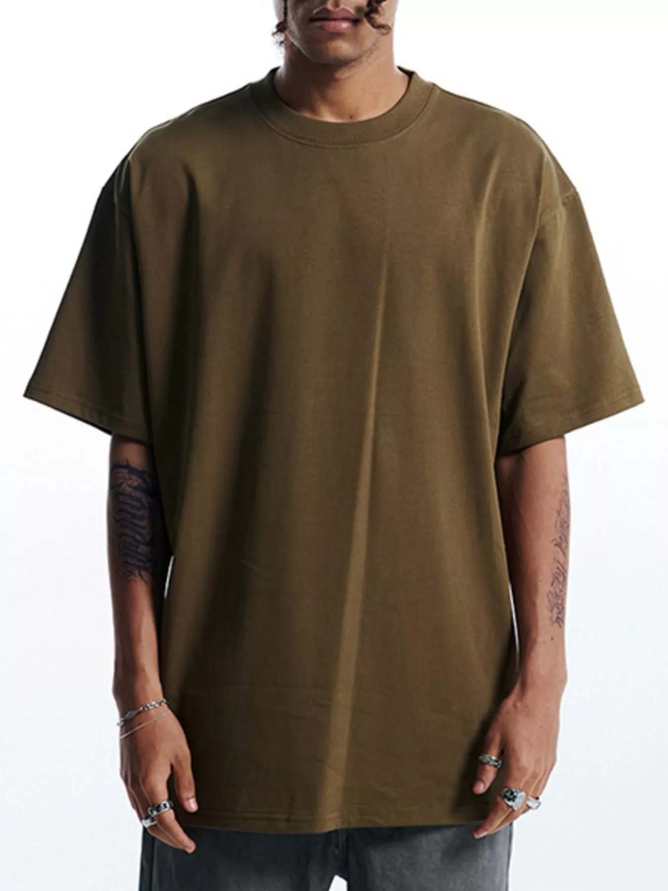 Men's Round Neck Oversized Cotton T-Shirt