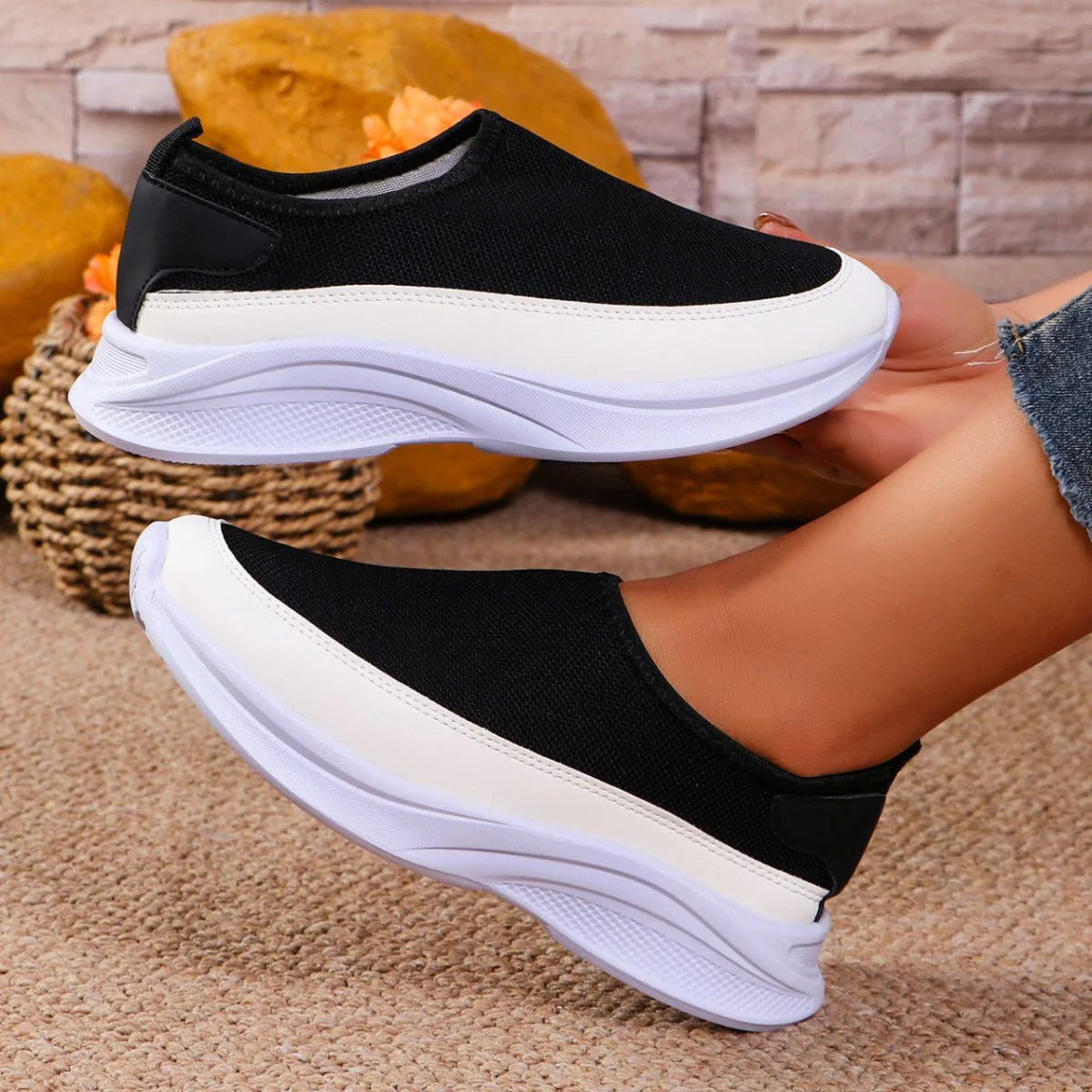 Mesh Contrast Flat Slip-Ons - Image 5