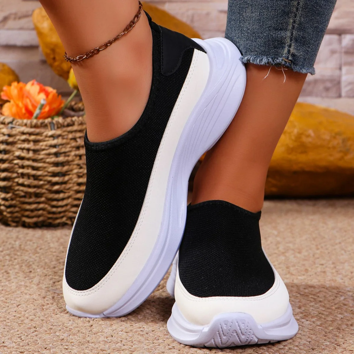 Mesh Contrast Flat Slip-Ons - Image 6