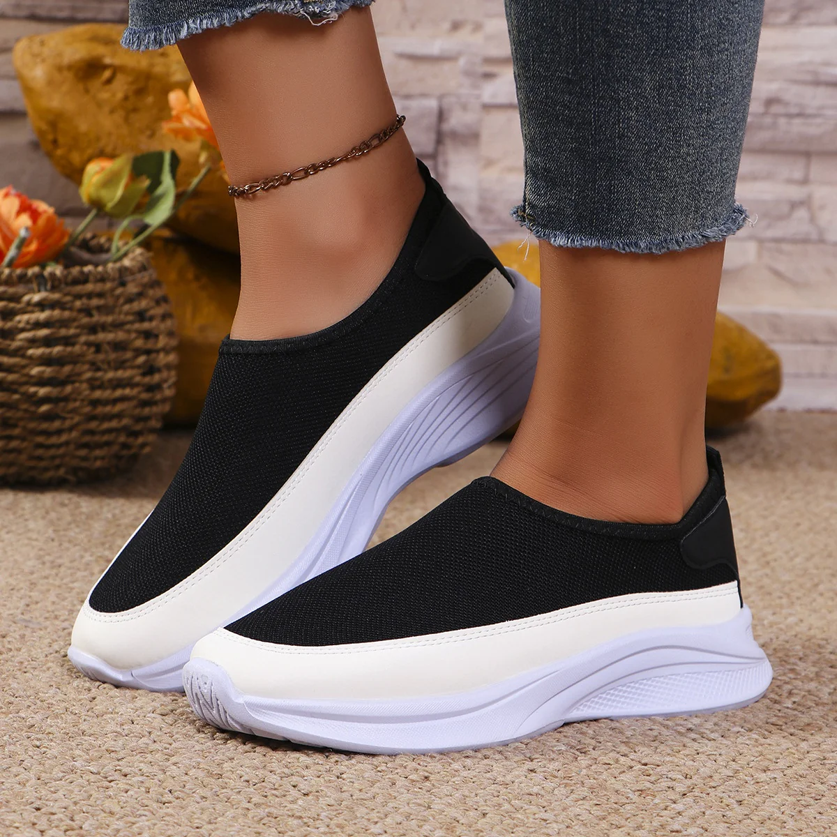 Mesh Contrast Flat Slip-Ons - Image 7