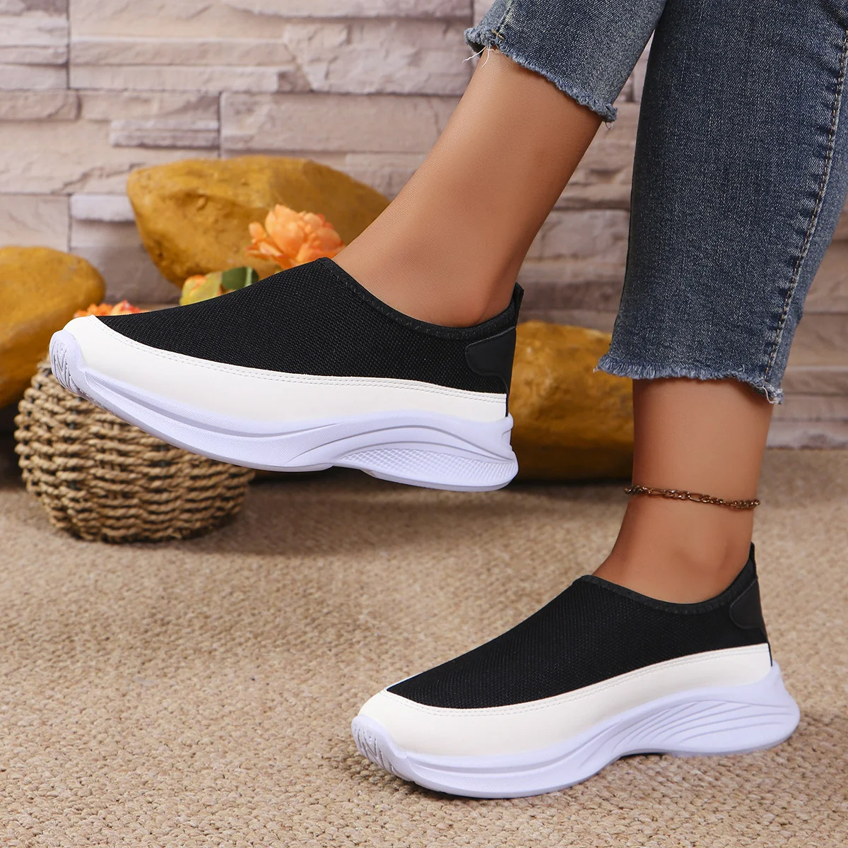 Mesh Contrast Flat Slip-Ons - Image 8