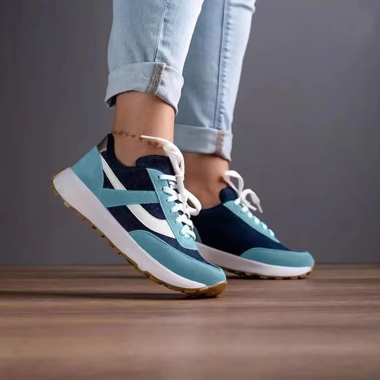 Mesh Contrast Round Toe Sneakers - Image 5