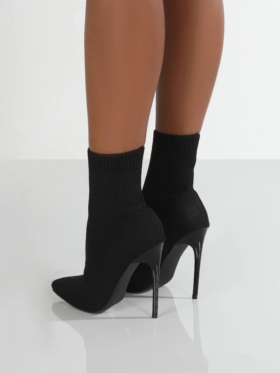 Mesh Point Toe Stiletto Boots - Image 2