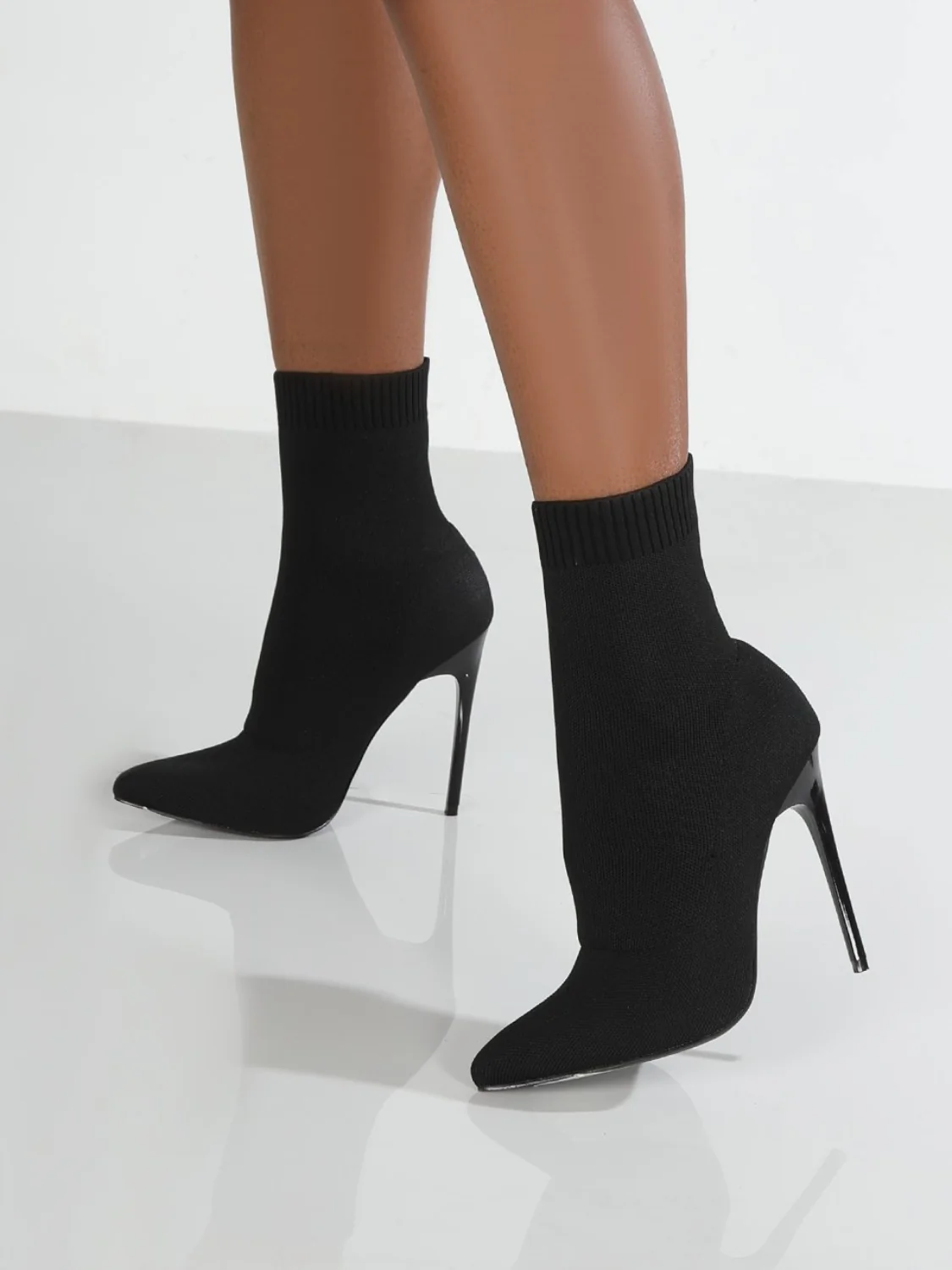 Mesh Point Toe Stiletto Boots - Image 3