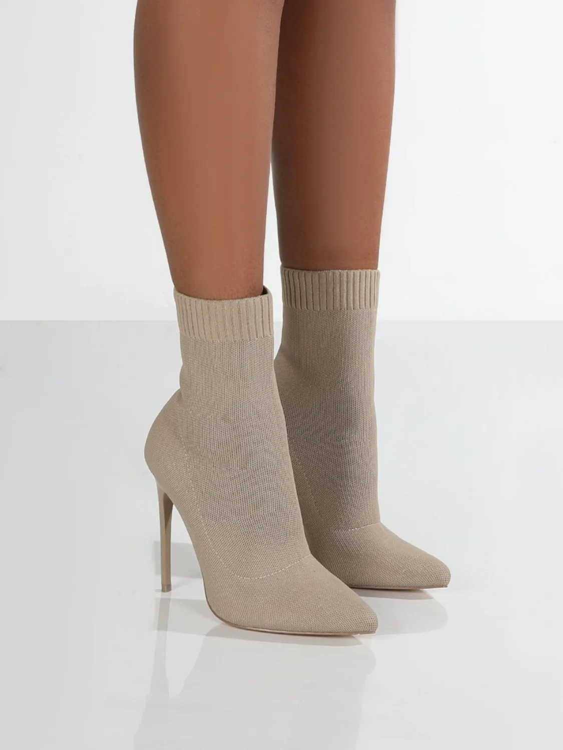 Mesh Point Toe Stiletto Boots - Image 4
