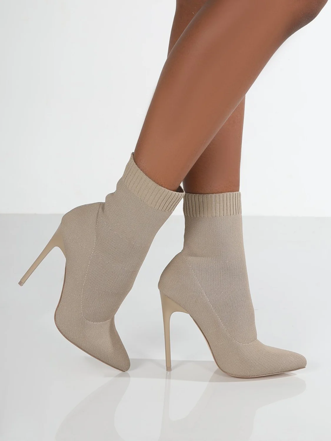 Mesh Point Toe Stiletto Boots - Image 6