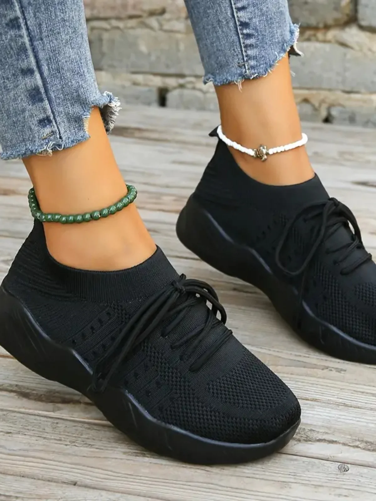 Mesh Round Toe Flat Athletic Sneakers - Image 5