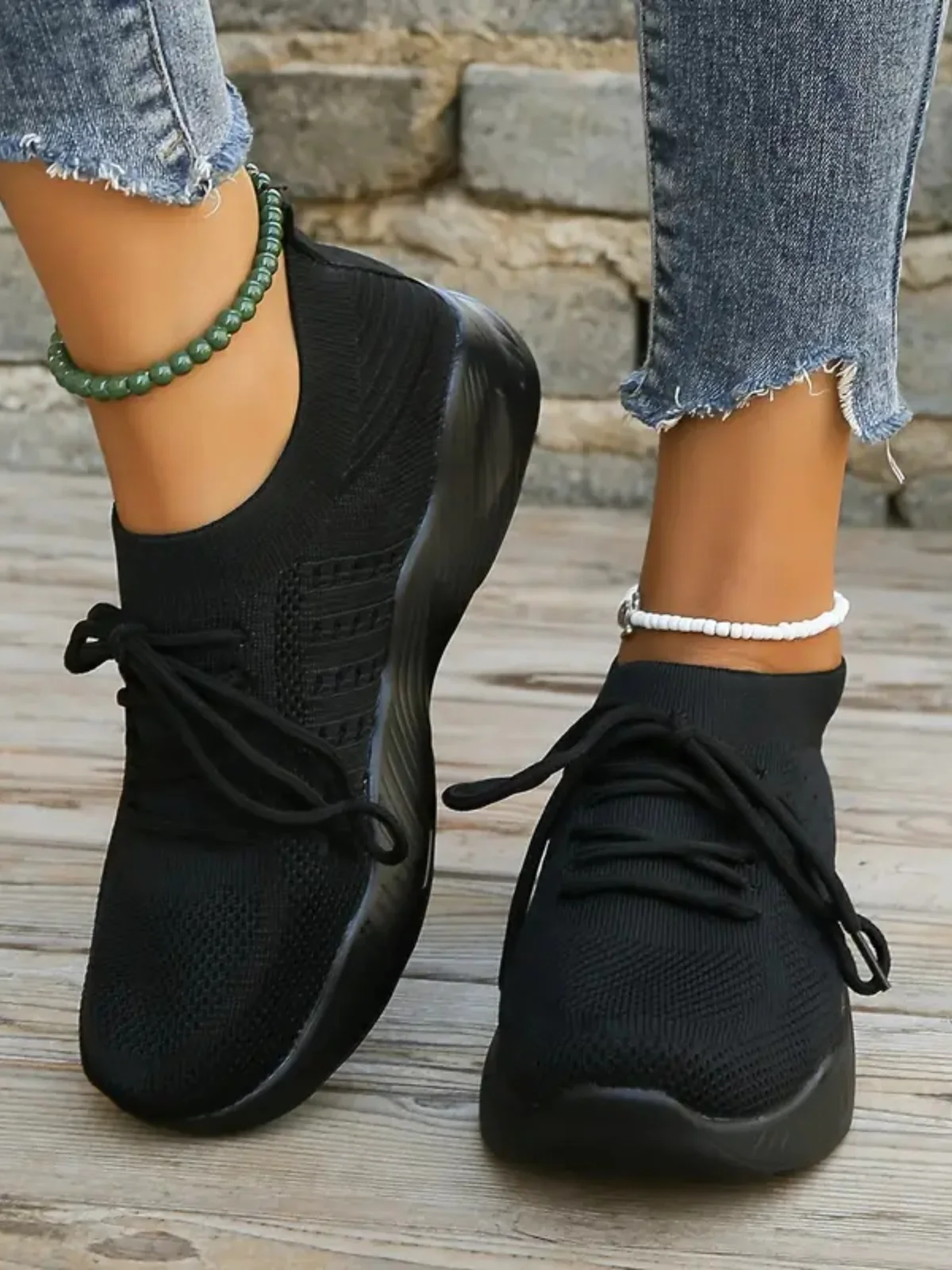 Mesh Round Toe Flat Athletic Sneakers - Image 6