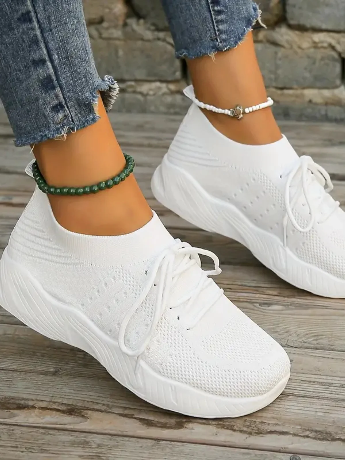 Mesh Round Toe Flat Athletic Sneakers - Image 7