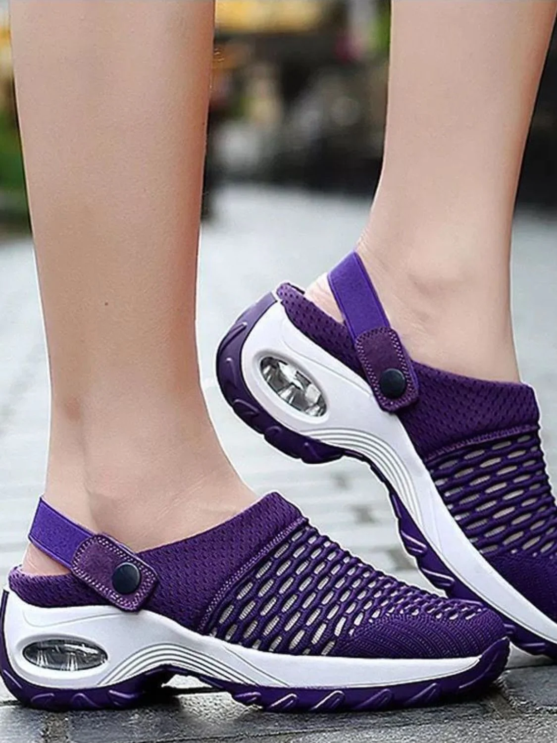 Mesh Round Toe Wedge Sandals - Image 5