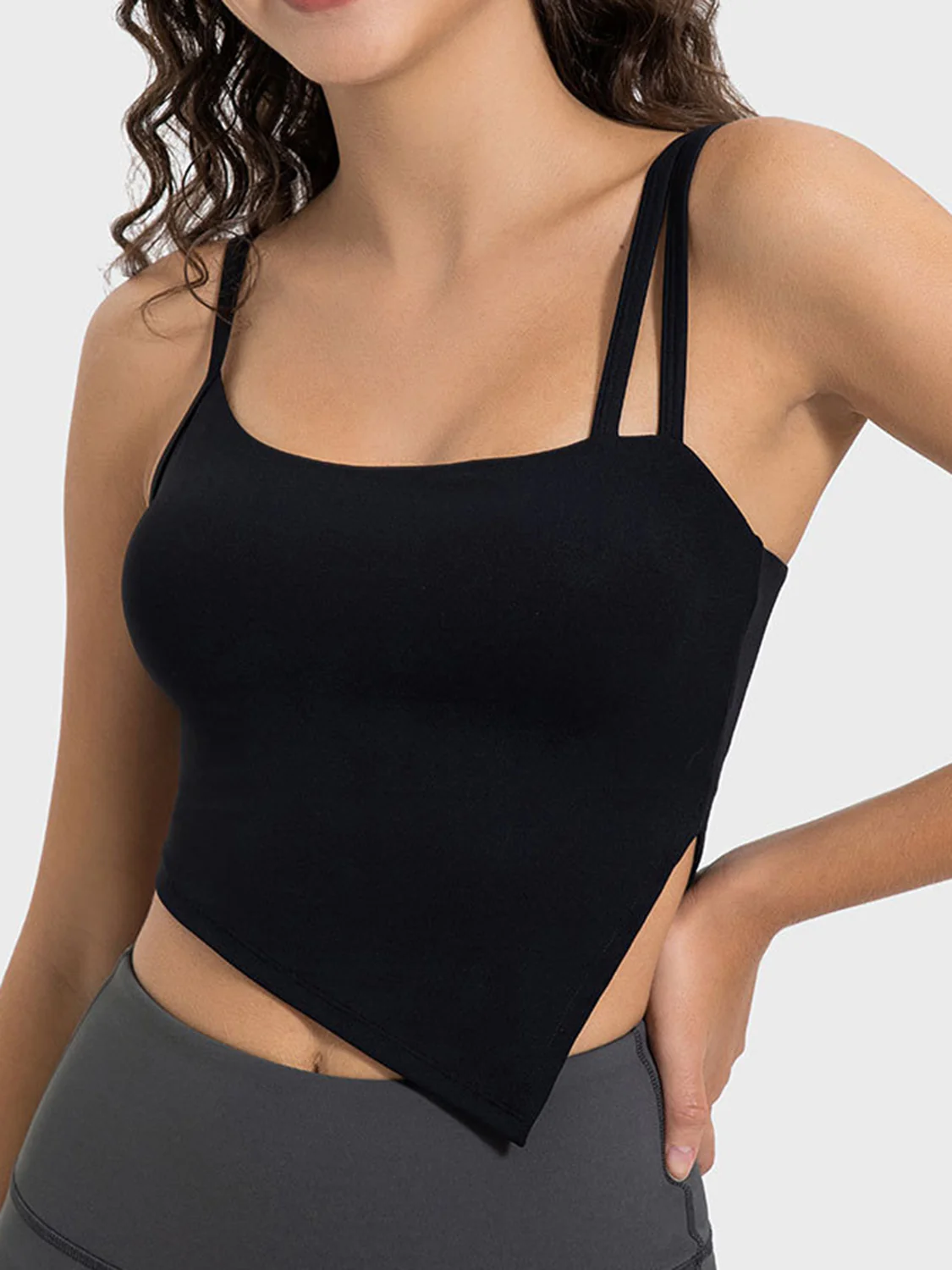 Millennia Slit Asymmetrical Neck Active Cami - Image 7