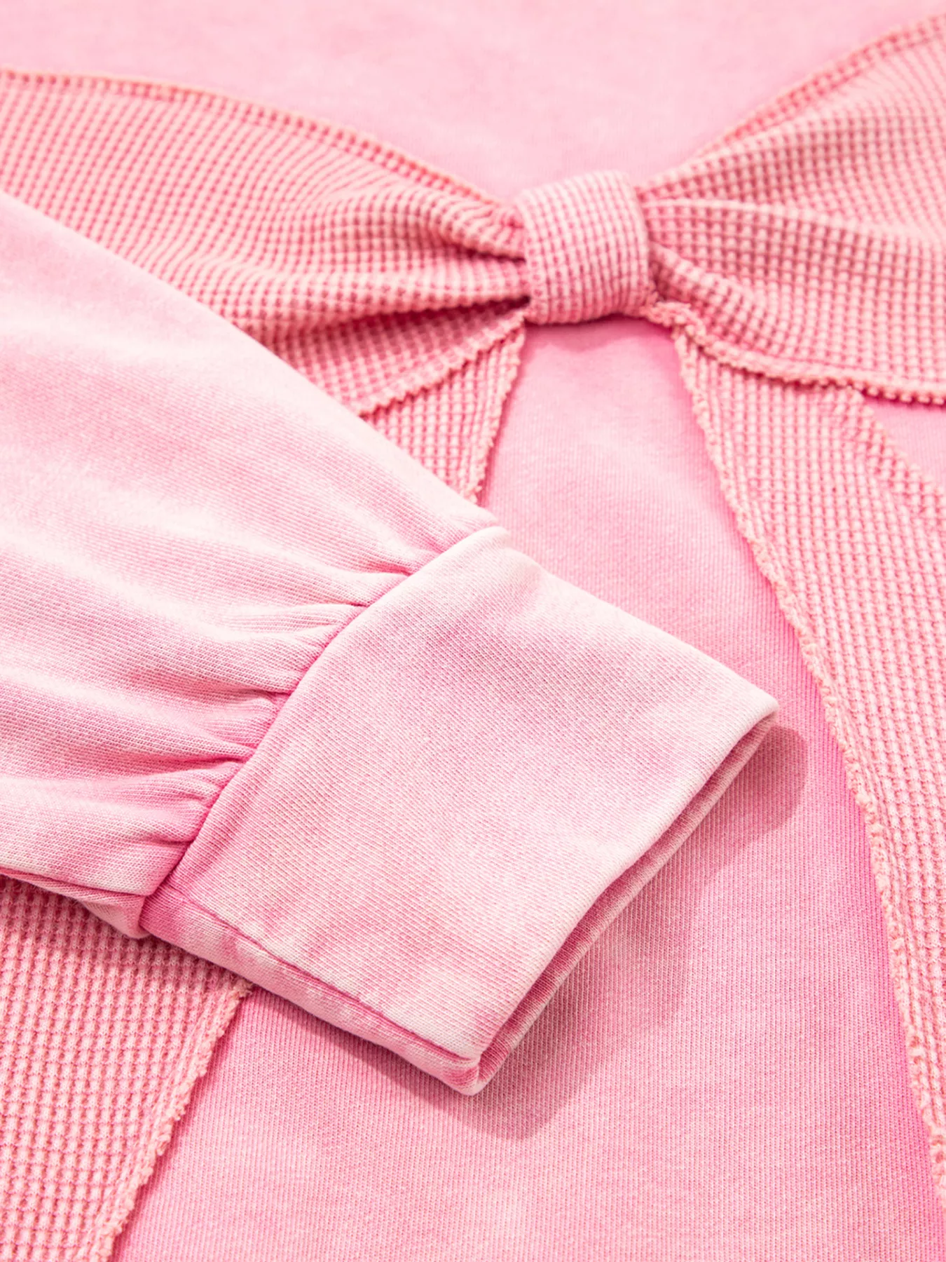 Mineral Wash Bow Patchwork Sweatshirt - Image 10