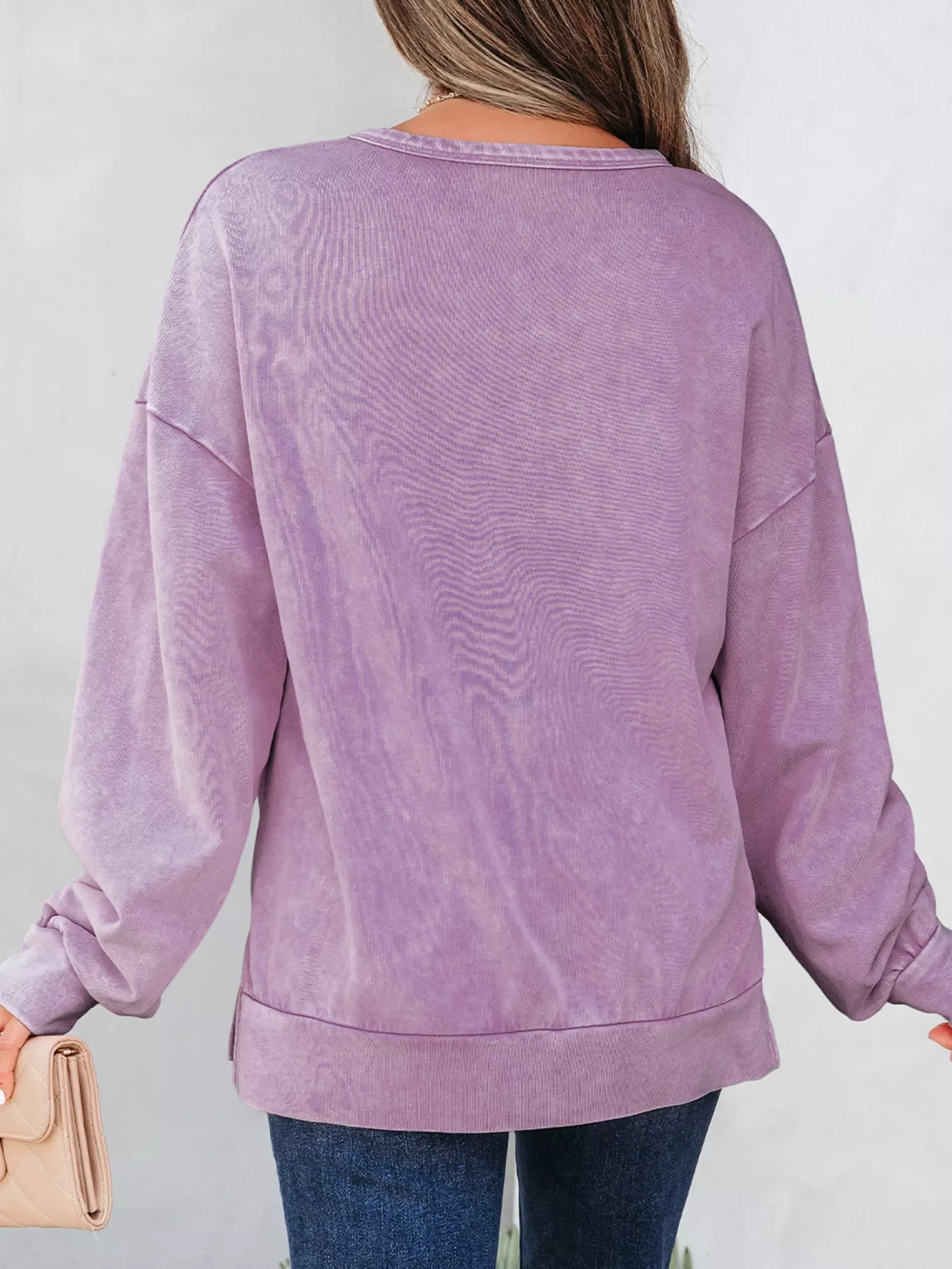 Mineral Wash Bow Patchwork Sweatshirt - Image 13
