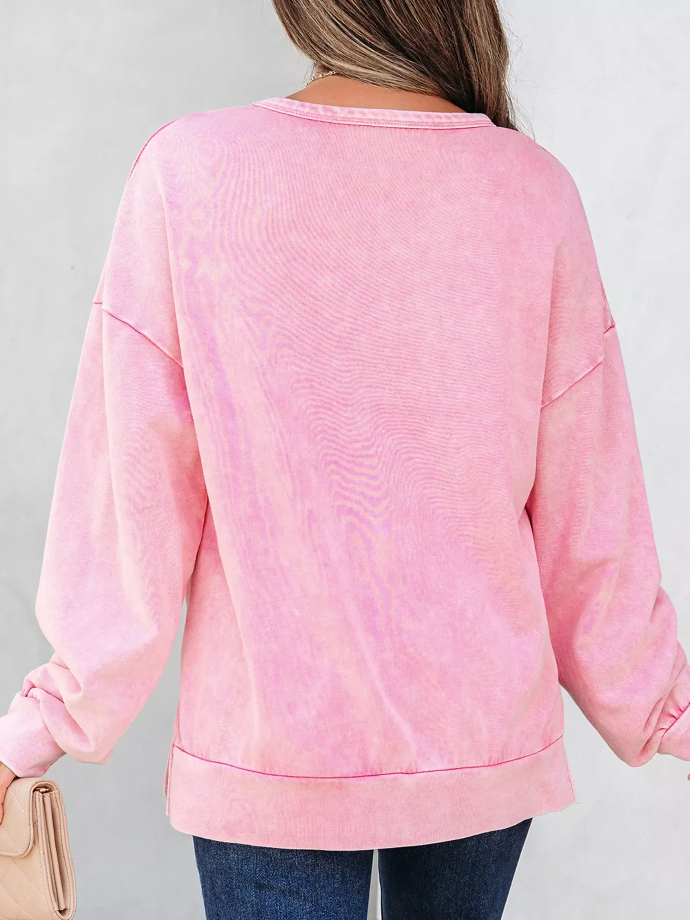 Mineral Wash Bow Patchwork Sweatshirt - Image 3
