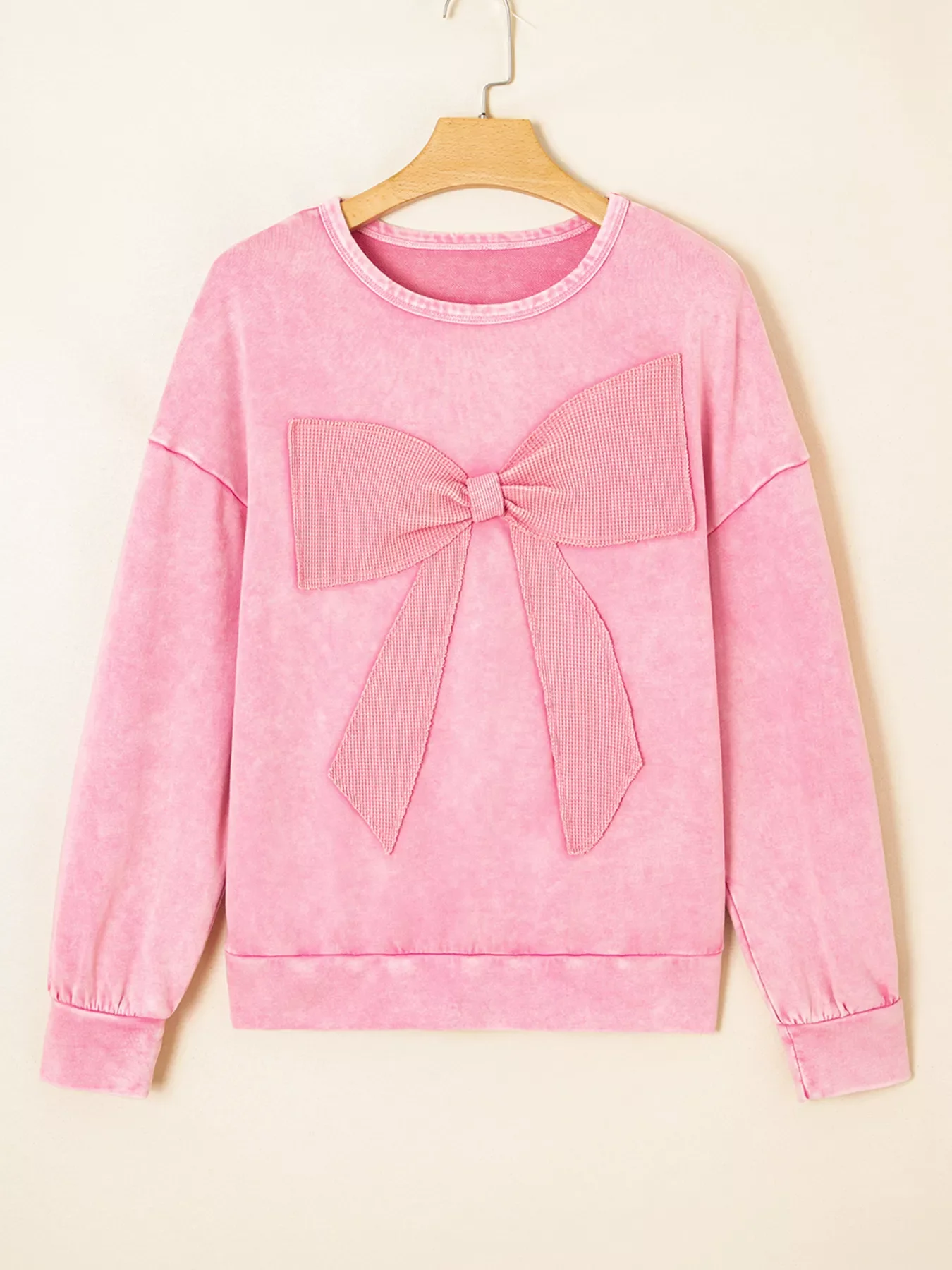Mineral Wash Bow Patchwork Sweatshirt - Image 6