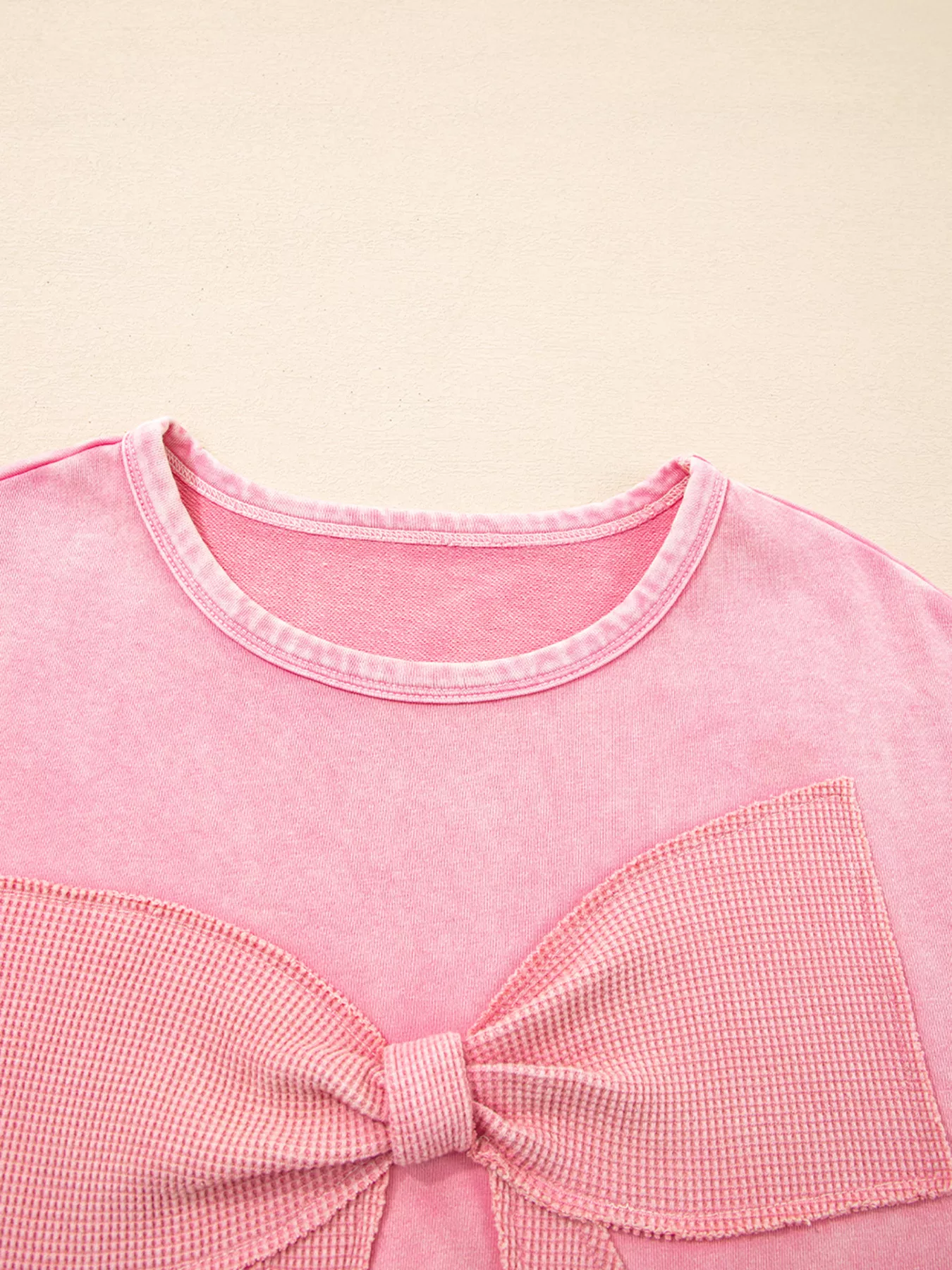 Mineral Wash Bow Patchwork Sweatshirt - Image 9