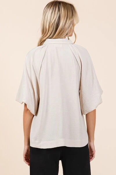 Mittoshop Airflow Short Bubble Sleeve Button Down Shirt - Image 2