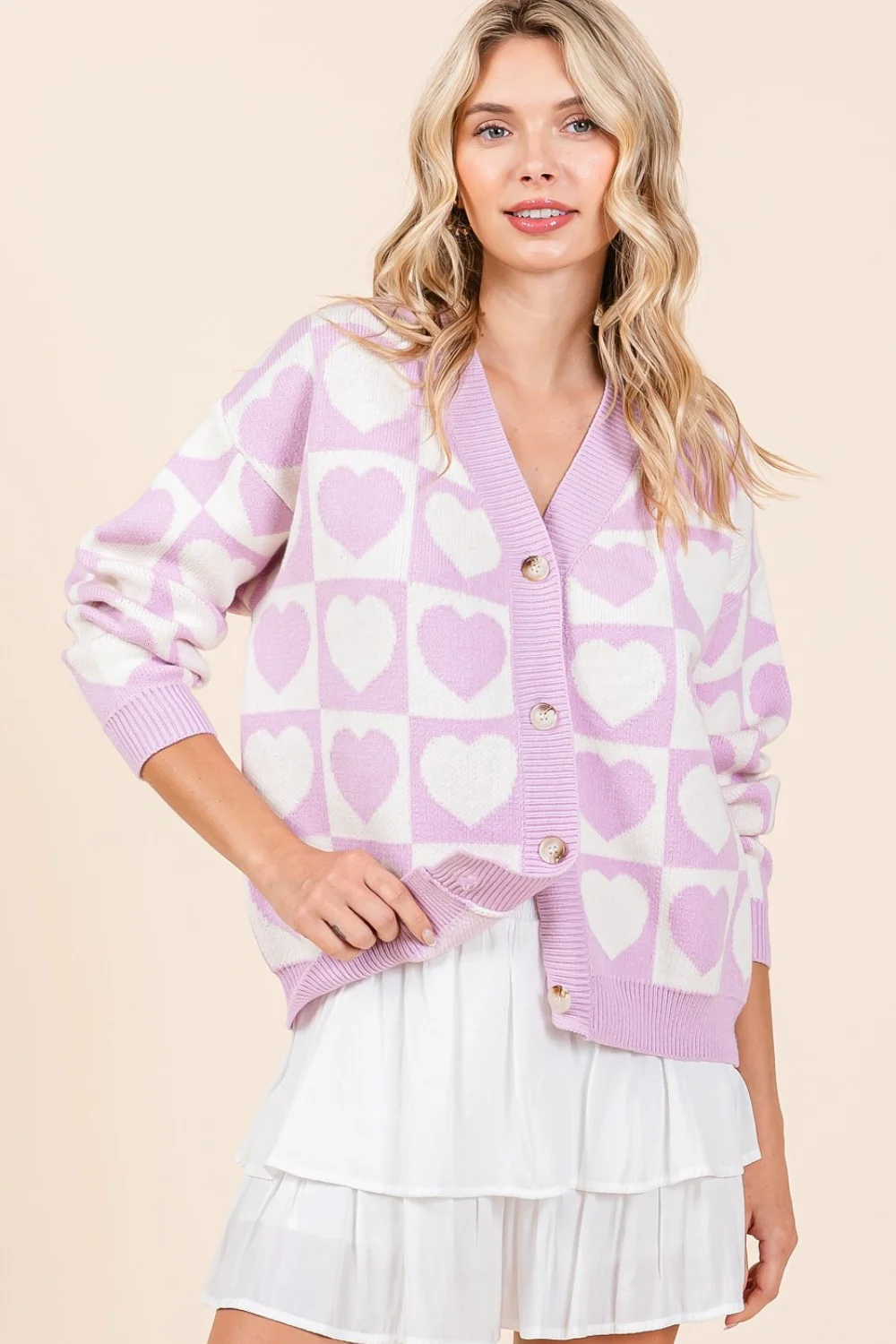 Mittoshop Checkered Heart Button Down Cardigan - Image 4