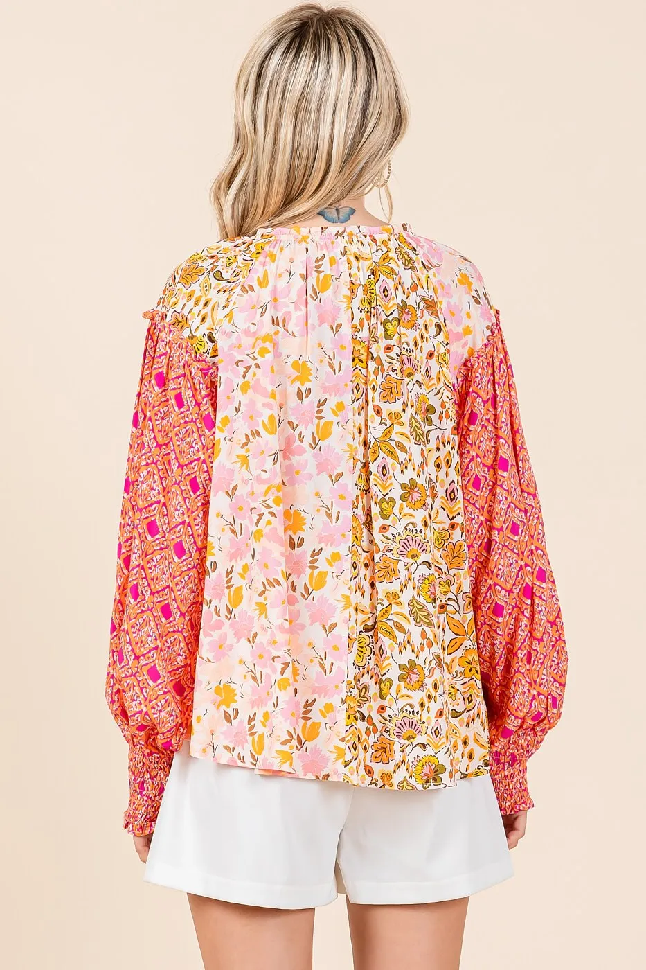 Mittoshop Mixed Patchwork Print Long Sleeve Blouse - Image 5