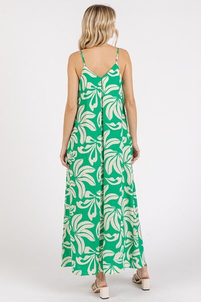Mittoshop Printed V-Neck Maxi Cami Dress with Pockets - Image 2
