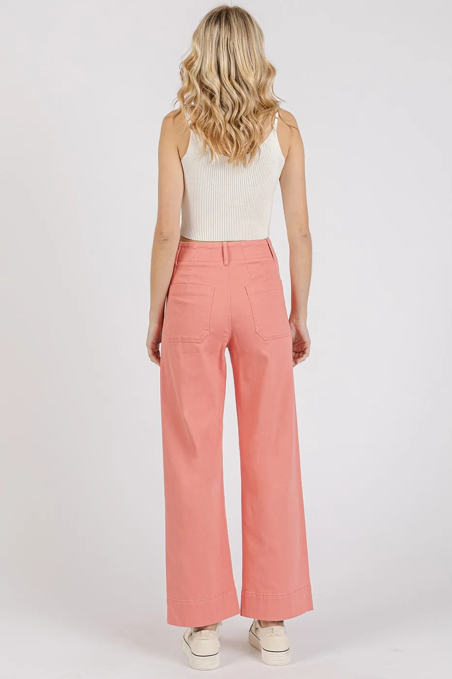 Mittoshop Twill Patch Pocket High Rise Wide Leg Pants - Image 6