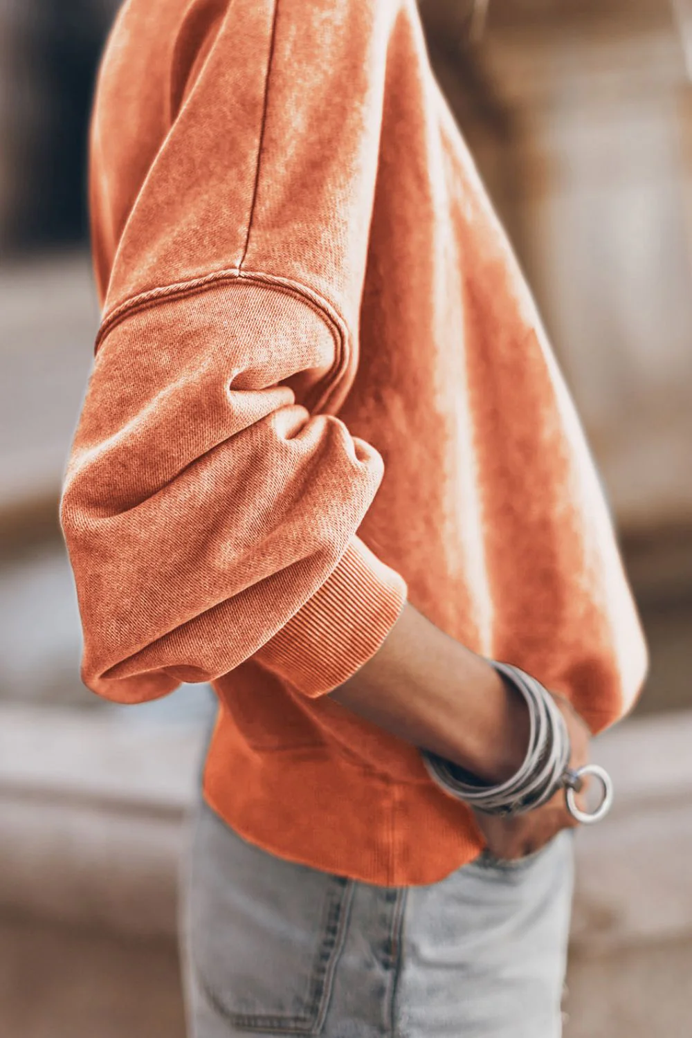 Mock Neck Dropped Shoulder Sweatshirt - Image 15