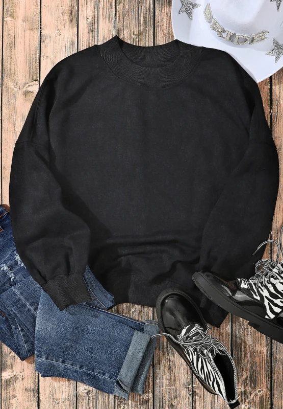 Mock Neck Dropped Shoulder Sweatshirt - Image 21